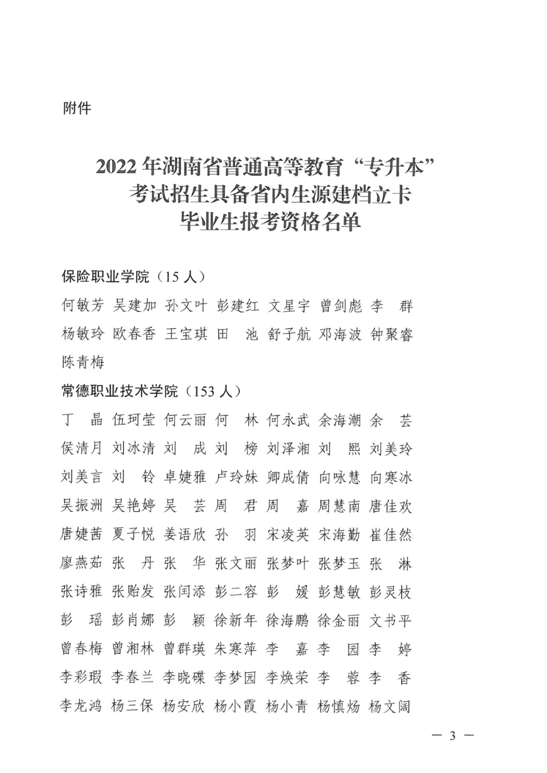 2022年湖南“專升本” 省內(nèi)生源建檔立卡畢業(yè)生報考資格審核結果的公示(圖3)