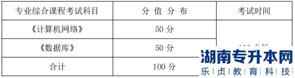 湖南信息學(xué)院專業(yè)綜合課程考試科目、分值分布及考試時間