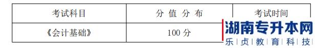 湖南信息學院2022年《會計學專業(yè)》專升本考試科目，分值分布及考試時間